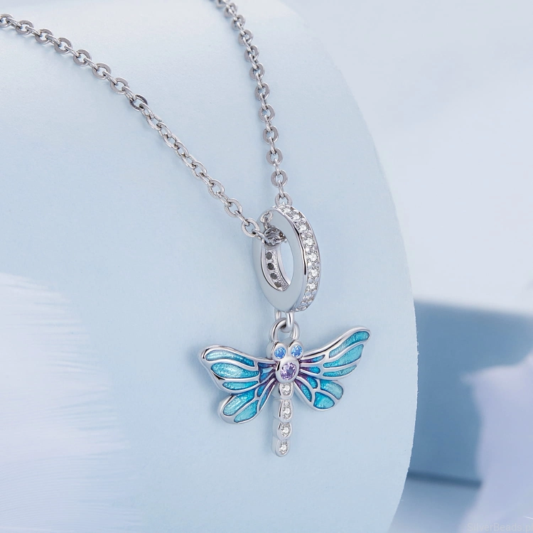 charms zawieszka ważka na łańcuszku naszyjnika G417.jpg