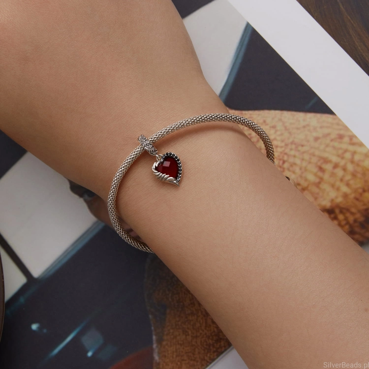 Zawieszka charms serce do bransoletek modułowych typu pandora i innych G438.jpg