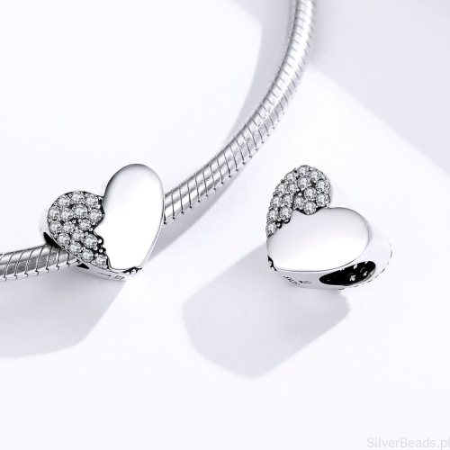 Srebrna bransoletka modułowa charms serce G455.jpg