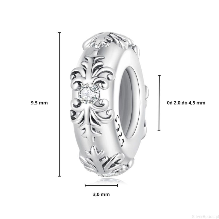 G479 Wymiary koralika charms stoper listki ze srebra próby 925.jpg