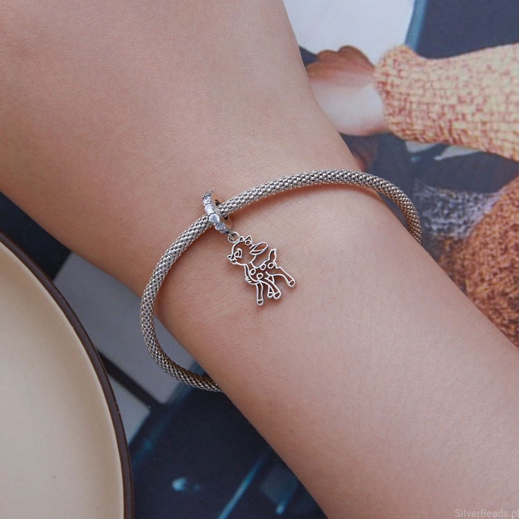 Srebrny Jelonek Bambi charms do bransoletki Pandora lub innej bransoletki modułowej G484.jpg