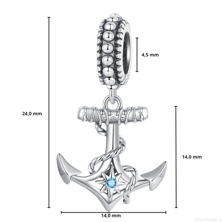 G485 wymiary zawieszki charms kotwica ze srebra próby 925.jpg