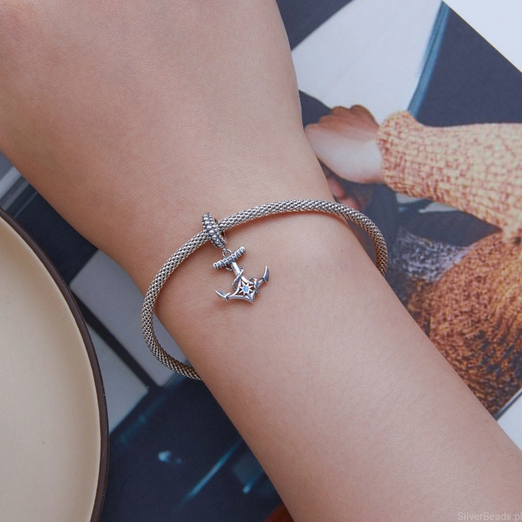 Srebrna kotwica charms do bransoletki Pandora lub innej bransoletki modułowej tego typu G485.jpg