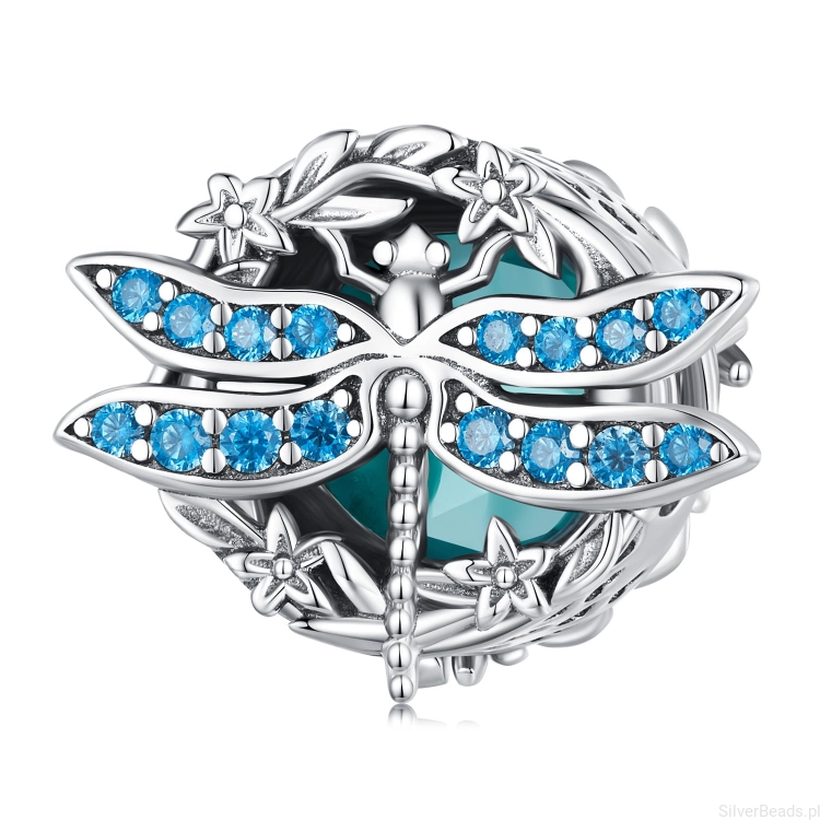 Srebrny charms ważka G494