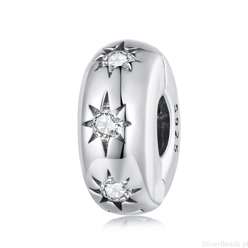 Srebrny charms spinka stoper G495