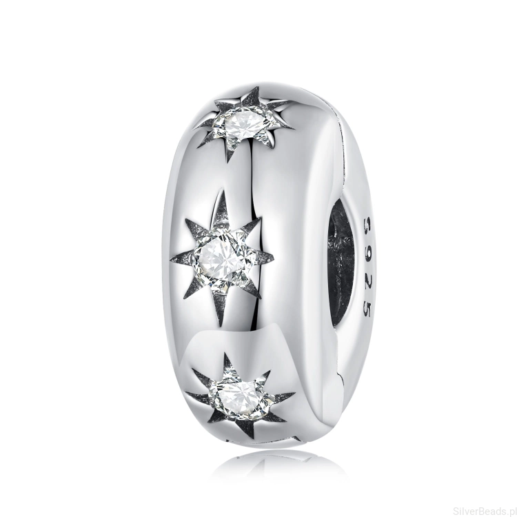 Srebrny charms spinka stoper G495