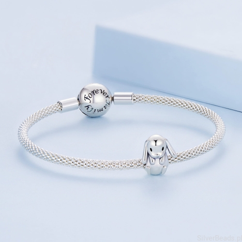 Srebrna bransoletka charms zajączek króliczek G500