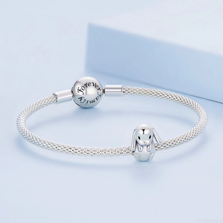Srebrna bransoletka charms zajączek króliczek G500