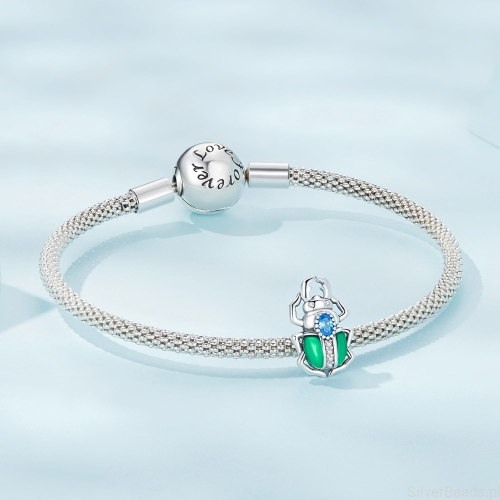 Srebrna bransoletka typu Pandora srebrny charms skarabeusz G512