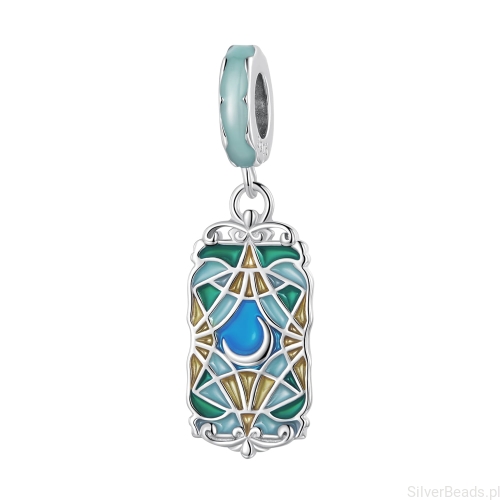 Srebrna zawieszka charms karta tarota księżyc G514