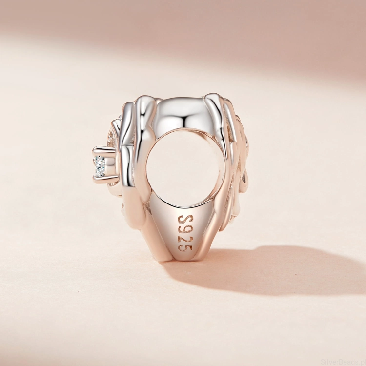 srebrny charms róża serce G539