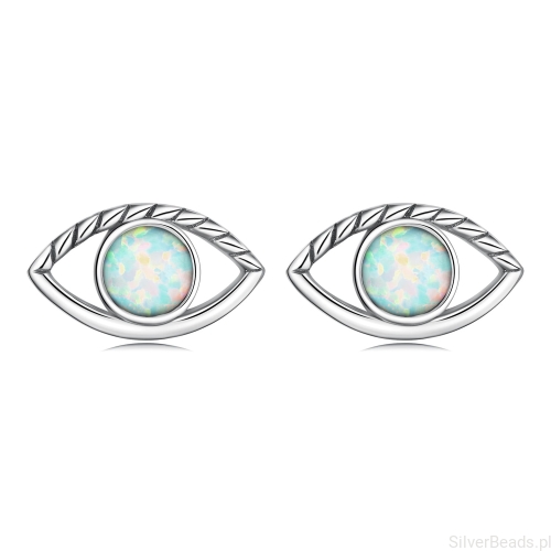 Srebrne kolczyki opal K259