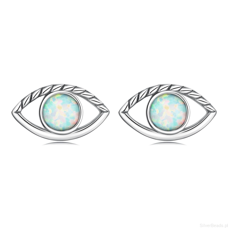 Srebrne kolczyki opal K259