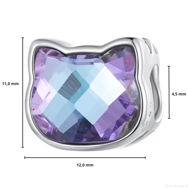 G552 wymiary koralika charms kot ze srebra próby 925