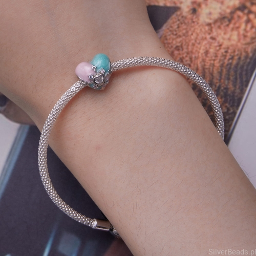 Serce Faberge charms do Pandora i innych bransoletek modułowych G555
