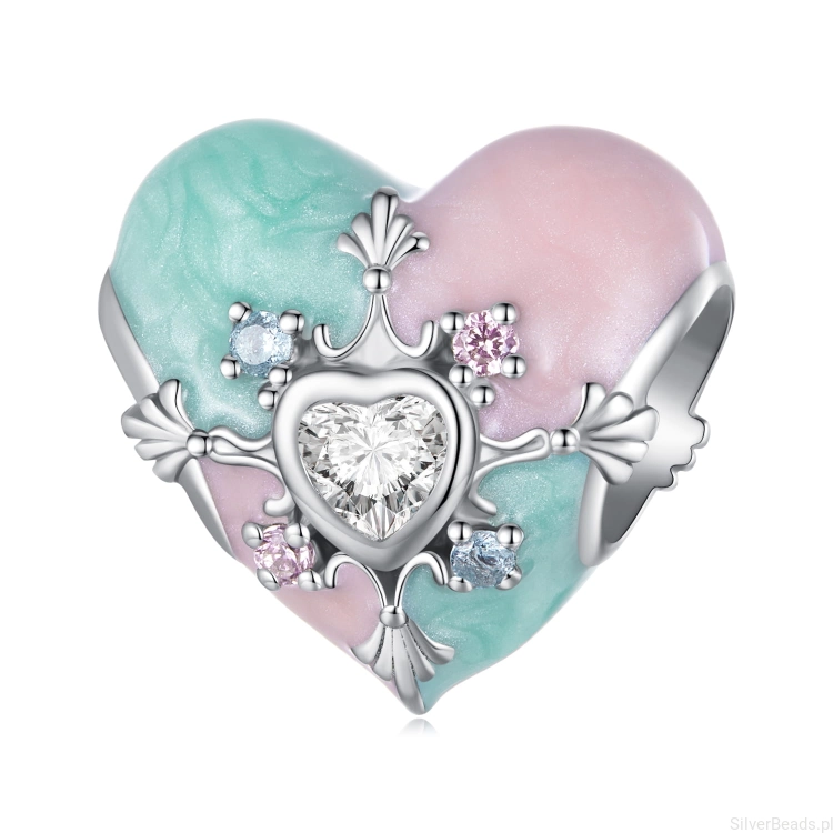 srebrny charms serce w stylu Faberge G555