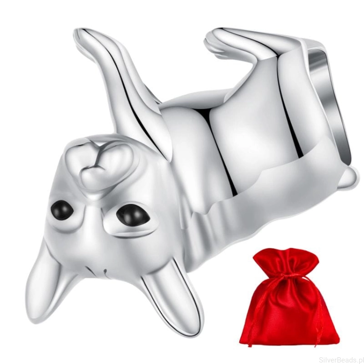 Satynowy woreczek gratis do zamówienia charmsa pieska buldoga francuskiego G566