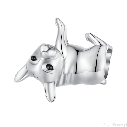 Srebrny charms pies buldog francuski G566