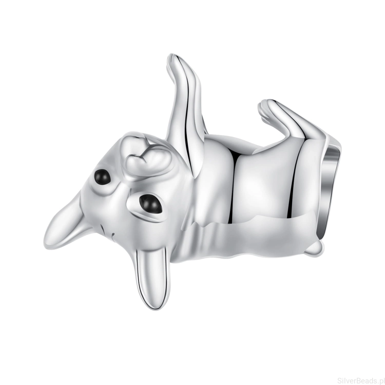 Srebrny charms pies buldog francuski G566