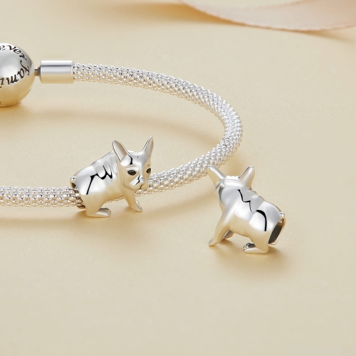 Srebrne zawieszki charms pieski zawieszki i koralik i do bransoletek G566