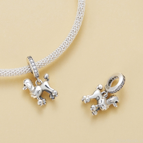 Srebrne zawieszki charms pieski pudle G567
