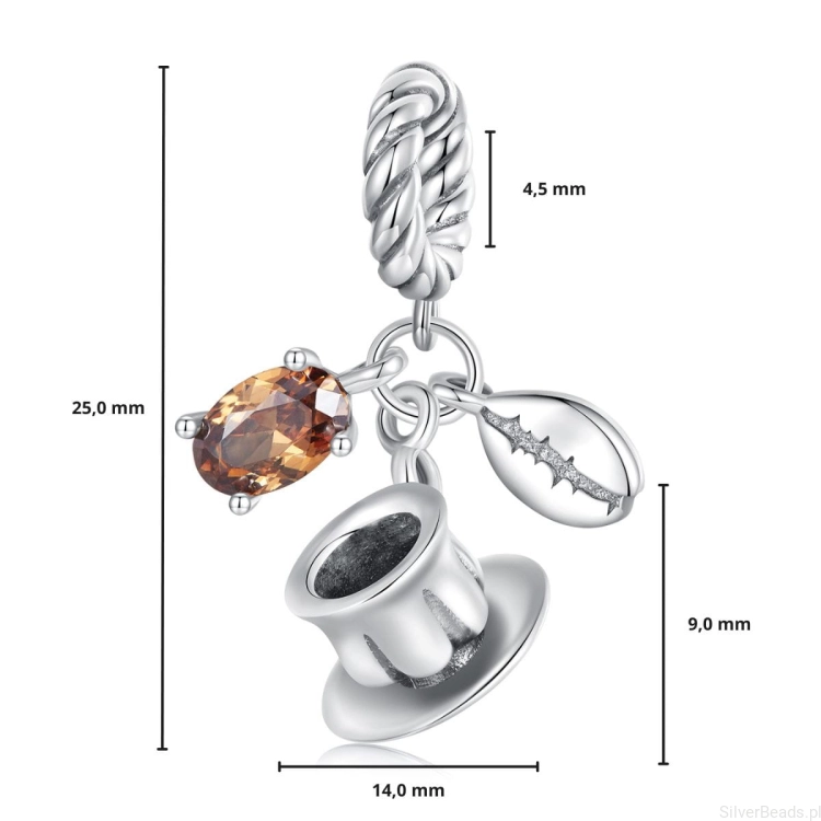 wymiary zawieszki charms ze srebra próby 925 charms filiżanka kawy G578
