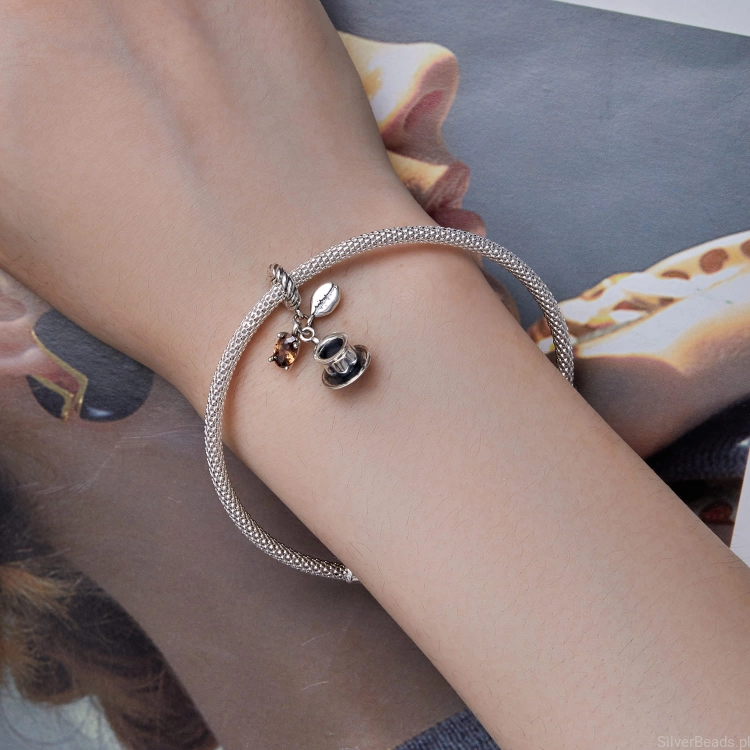 Filiżanka kawy srebrny charms do bransoletek modułowych typu Pandora G578