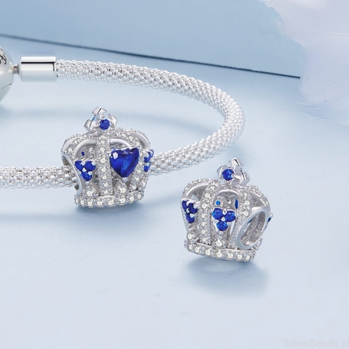 Srebrne charmsy koraliki królewskie korony do bransoletek modułowych charms G590