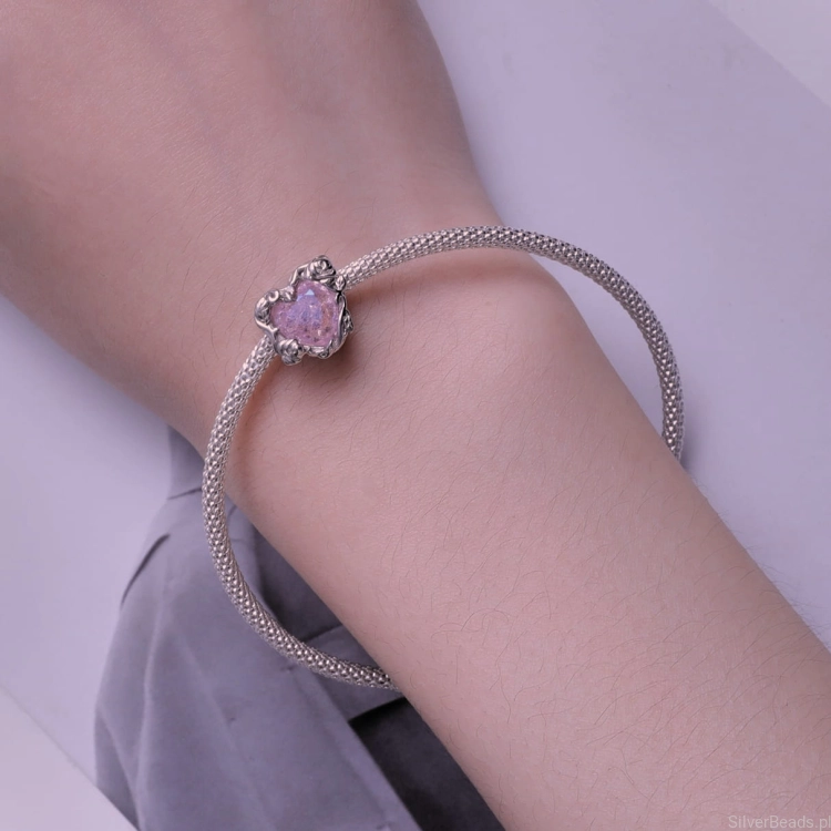 Charms różane serce do Pandora oraz innych bransoletek modułowych znanych producentów