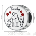 wymiary koralika charms ze srebra próby 925 rodzina na spacerze G597