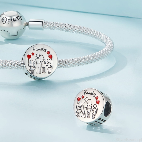 Srebrne charmsy koraliki rodzina do bransoletek modułowych charms  G597