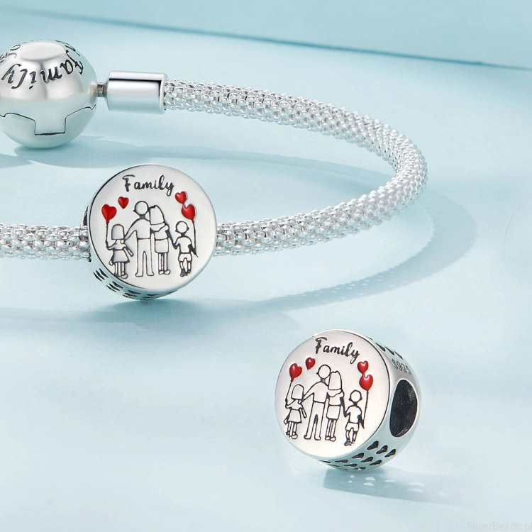 Srebrne charmsy koraliki rodzina do bransoletek modułowych charms  G597