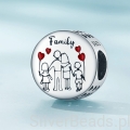 Srebro 925 charms koralik rodzina na spacerze G597