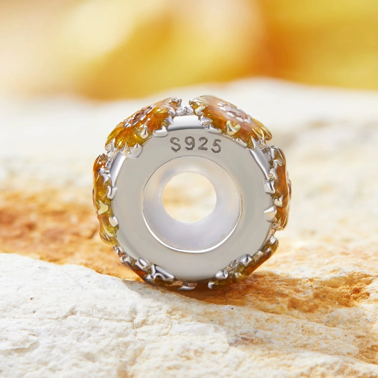 Charms srebro 925 stoper złote słoneczniki koralik do bransoletki modułowej G608