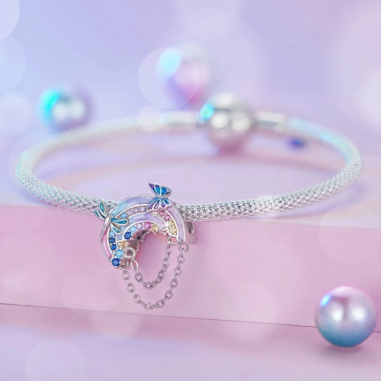 Charms srebro 925  tęcza z kryształkami koralik do bransoletki modułowej charms G612