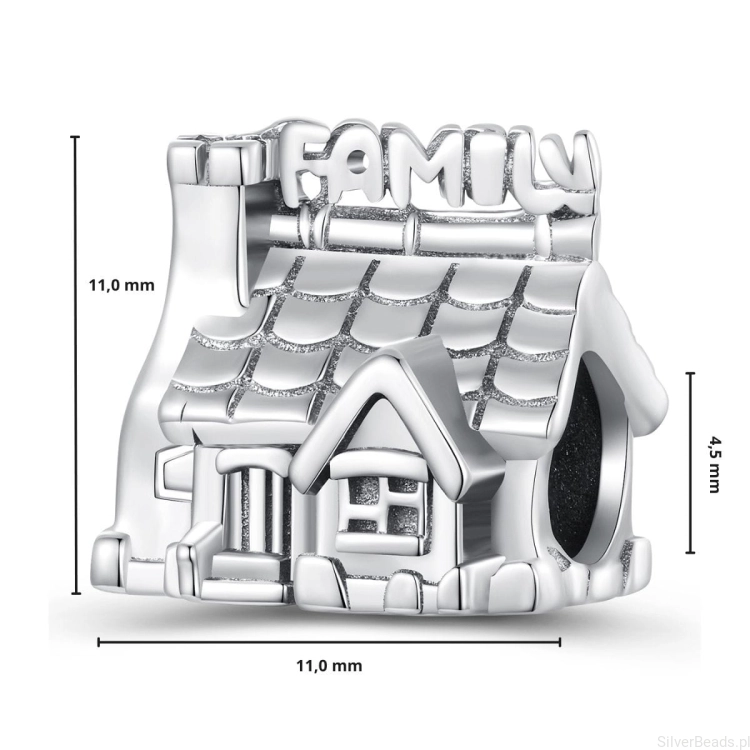 wymiary koralika charms ze srebra próby 925 Dom rodzinny charms G616