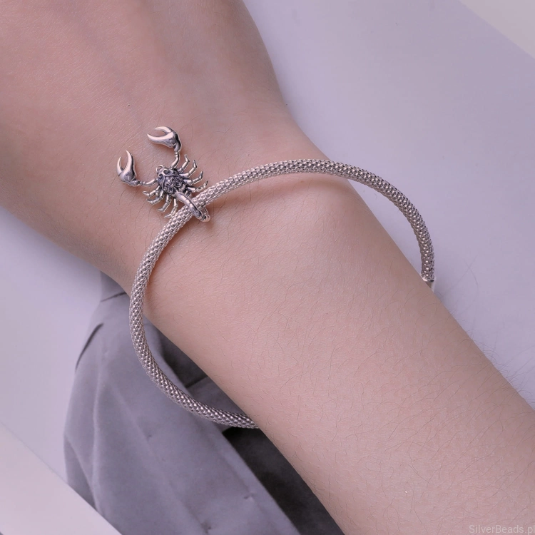 Uniwersalny srebrny charms skorpion pasujący do Pandora SilverBeads Apart Yes Kuru i innych bransoletek modułowych G630