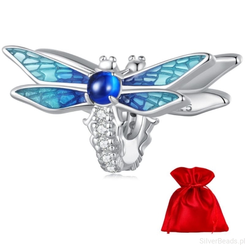 Satynowy woreczek gratis do zamówienia charmsa Połączone ważki ozdobiona emalią i kryształami