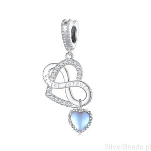 Serce dla siostry srebrny charms zawieszka srebro 925