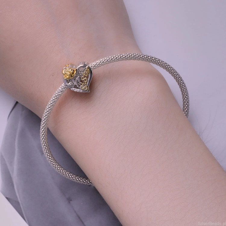Uniwersalny srebrny charms serce siostry pasujący do Pandora SilverBeads Apart Yes Kuru i innych bransoletek modułowych G637