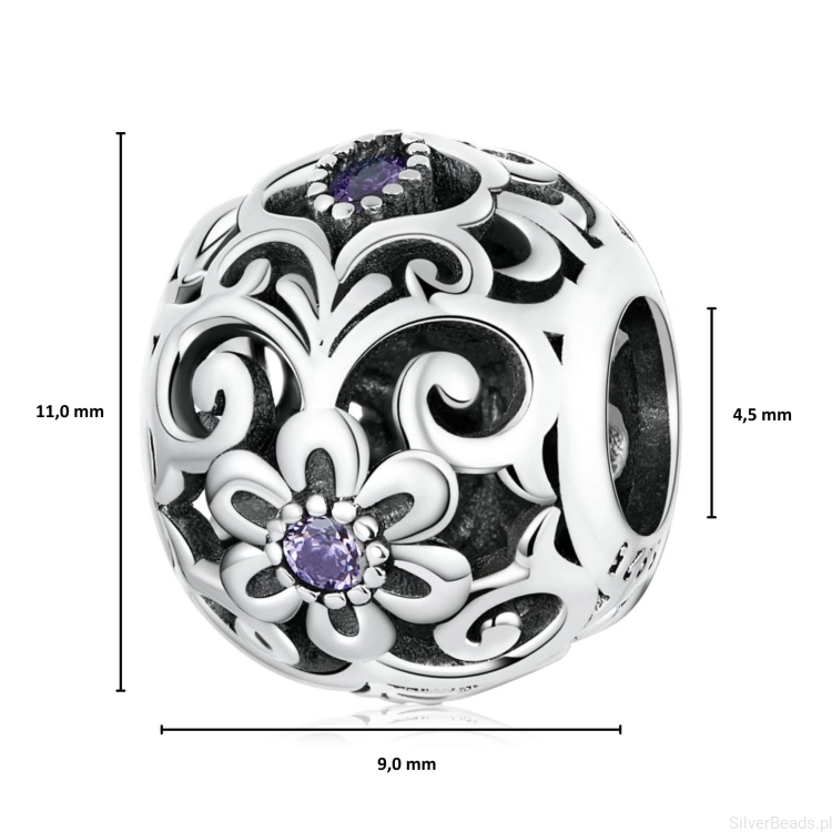 Wielkość koralika charms ze srebra próby 925 beads Vintage, ażurowa kula z kwiatów G292
