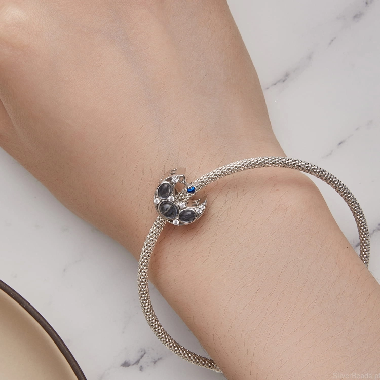 Uniwersalny srebrny charms księżyc pasujący do Pandora SilverBeads Apart Yes Kuru i innych bransoletek modułowych G646