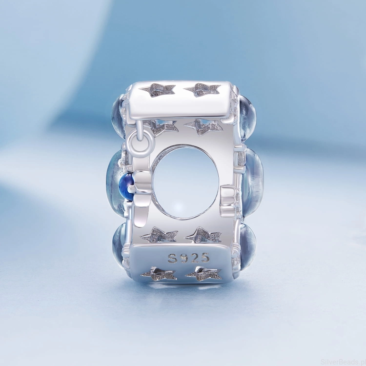 Charms srebro 925 Księżyc z zawieszką gwiazdką ozdobione kryształami, koralik do bransoletki modułowej charms G646