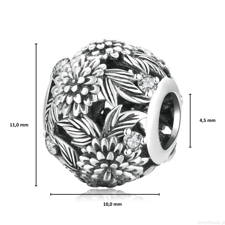 Wielkość koralika charms ze srebra próby 925 beads kula kwiatów G281