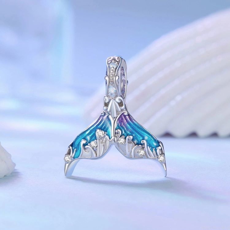 Charms srebro 925 Syreni ogon ozdobiony emalią i kryształkami koralik do bransoletki modułowej charms G651