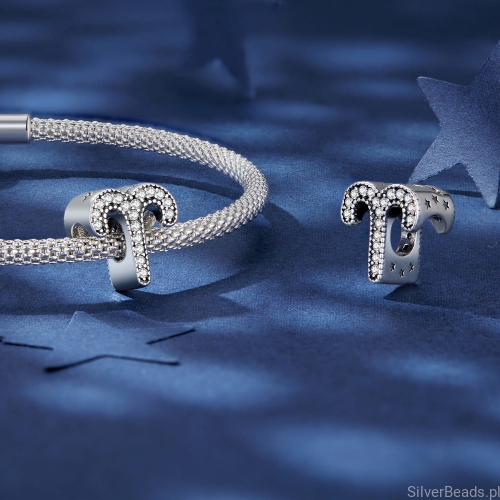 Srebrne charmsy koraliki zodiaki Barany do bransoletek modułowych G665