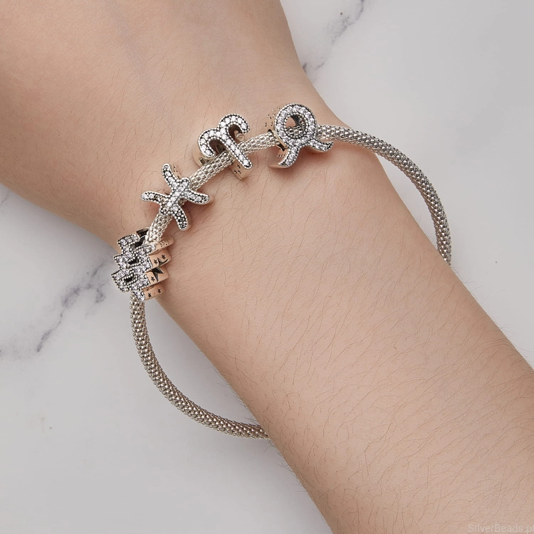 Bransoletka modułow charms i koraliki znaki zodiaku Wodnik, Ryby, Baran i Byk.jpg