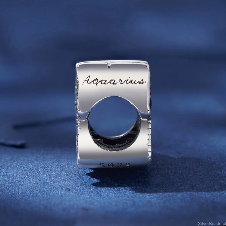 Charms srebro 925 Znak zodiaku Wodnik ozdobiony kryształkami. koralik do bransoletki modułowej charms G675