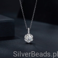 Srebrny kwiat z Moissanitem zawieszka na łańcuszku naszyjnika NM09