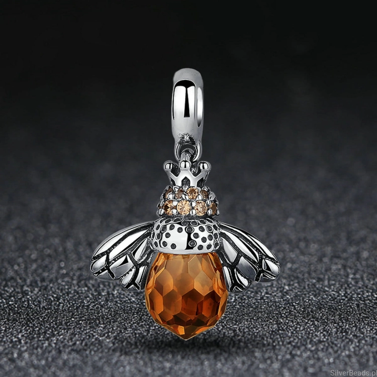 Charms srebro 925 Pszczoła ozdobiona kryształami koralik do bransoletki modułowej charms